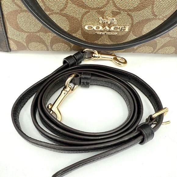 Coach C6838 Kacey Satchel In Colorblock/Blocked Signature Canvas/Brown & Black - Picture 6 of 16